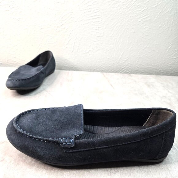Rockport Comfort Flat Shoes Suede Blue Preppy Minimalist Heritage Loafers Size 7 - Picture 1 of 11